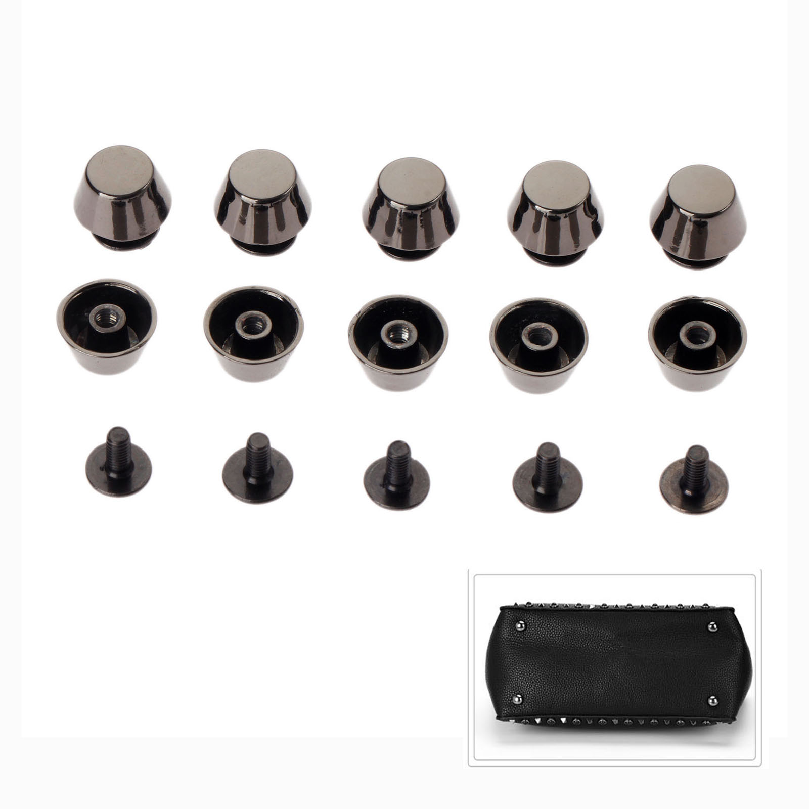 10pcs 4 Colour Leathercraft Luggage Punk Nail Bottom Studs Bag Rivets DIY Craft - Picture 12 of 12