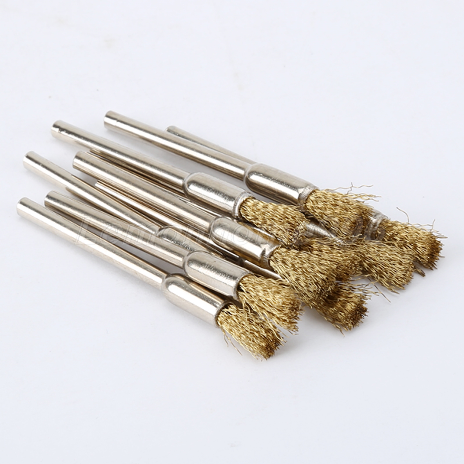10Pc Brass Pencil Polishing Wheel Brushes Die Grinder Power Rotary Tool